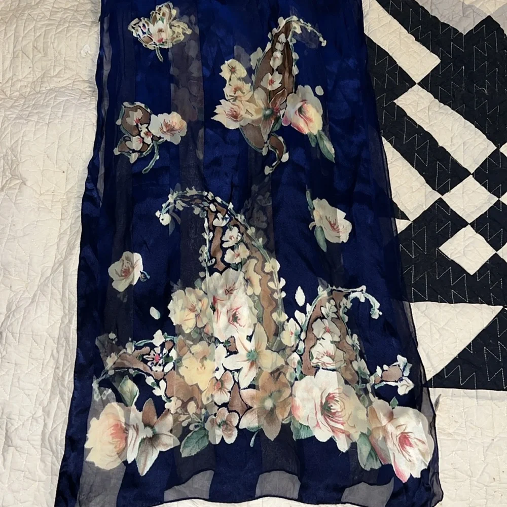 Hiroko Kapp silk sheer oblong scarf 60” x 15”